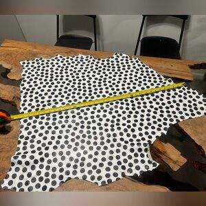 Black and White Polka Dot Calf Leather Hide Craft Supplies